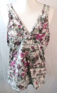 Adrienne Vittadina Women's Multi Color Built In Bra Tank Shirt Size XL